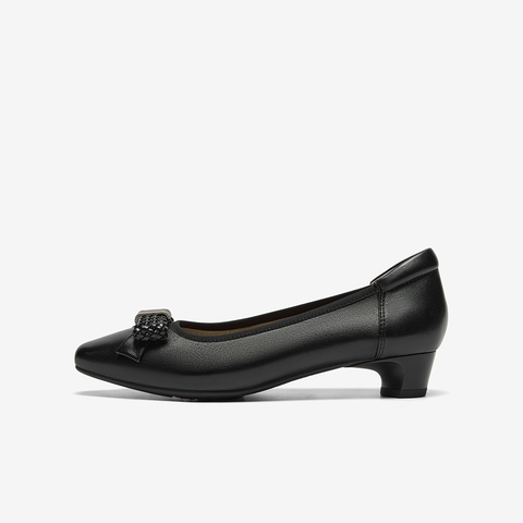 Bata浅口单鞋女2025秋商场新款羊皮粗跟通勤优雅软底单鞋6298DCQ5