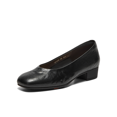 Bata浅口单鞋女2025秋季商场新款羊皮抓纹通勤软底单鞋AOX08CQ5