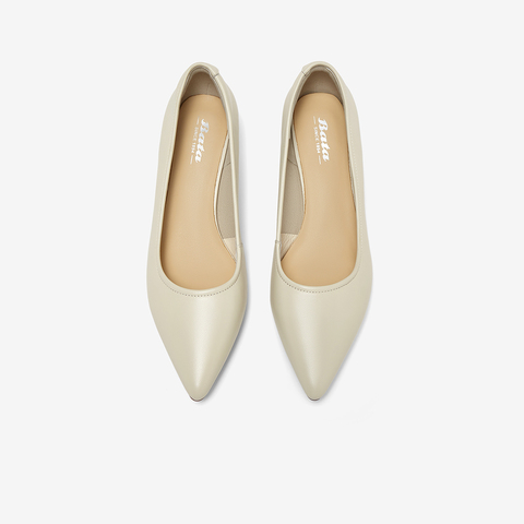 Bata浅口单鞋女2025秋季商场新款羊皮优雅软底通勤高跟鞋25799CQ5