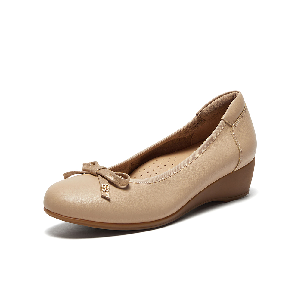 Bata浅口单鞋女2025秋季商场新款牛皮软底通勤粗跟单鞋ACG33CQ5