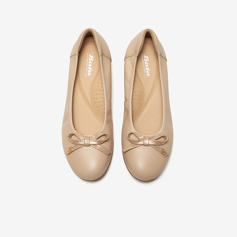 Bata浅口单鞋女2025秋季商场新款牛皮软底通勤粗跟单鞋ACG33CQ5