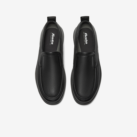 Bata乐福鞋男2025秋季商场英伦风通勤羊皮一脚蹬懒人鞋98107CM5