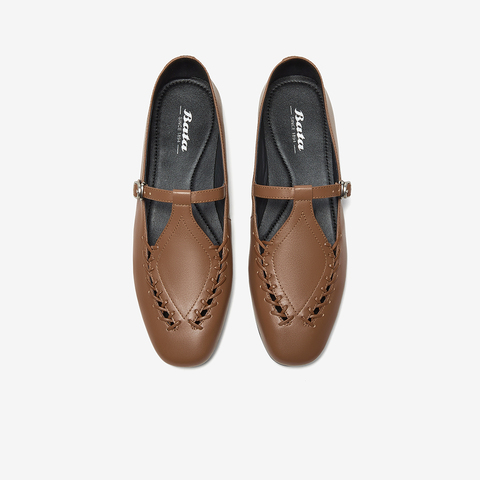 Bata乐福鞋女2025秋季商场新款复古英伦风羊皮软底一脚蹬AVL48CA5