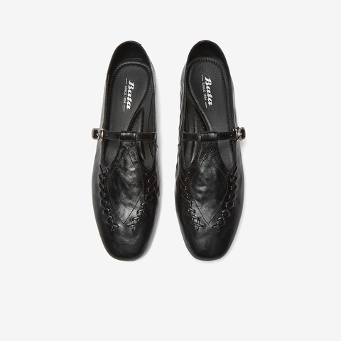 Bata乐福鞋女2025秋季商场新款复古英伦风羊皮软底单鞋AVL34CA5