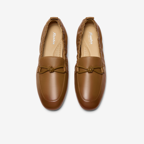 Bata乐福鞋女2025秋商场新款英伦羊皮通勤百搭软底一脚蹬AVL56CA5