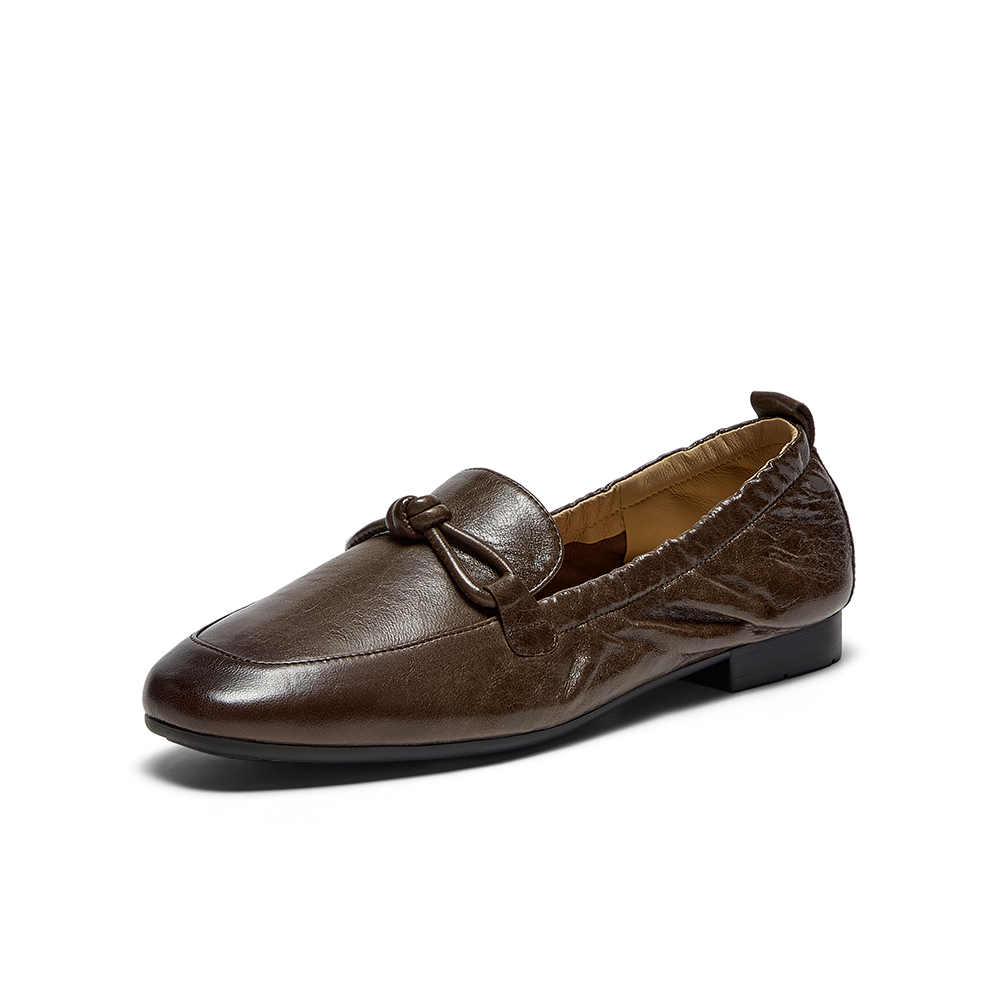 Bata乐福鞋女2025秋商场新款英伦羊皮通勤百搭软底一脚蹬AVL56CA5