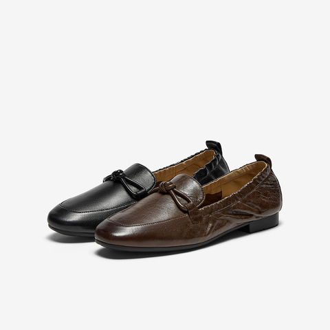 Bata乐福鞋女2025秋商场新款英伦羊皮通勤百搭软底一脚蹬AVL56CA5