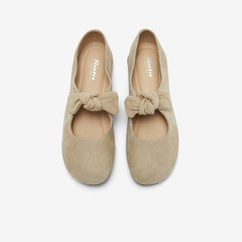 Bata玛丽珍女2025秋商场新款羊皮软底百搭浅口娃娃鞋单鞋AYB29CQ5