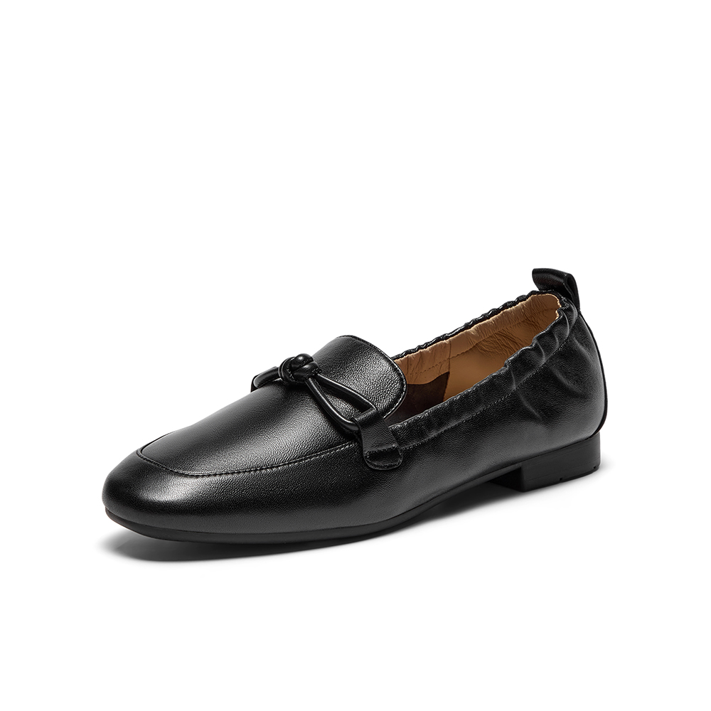 Bata乐福鞋女2025秋商场新款英伦羊皮通勤百搭软底一脚蹬AVL56CA5