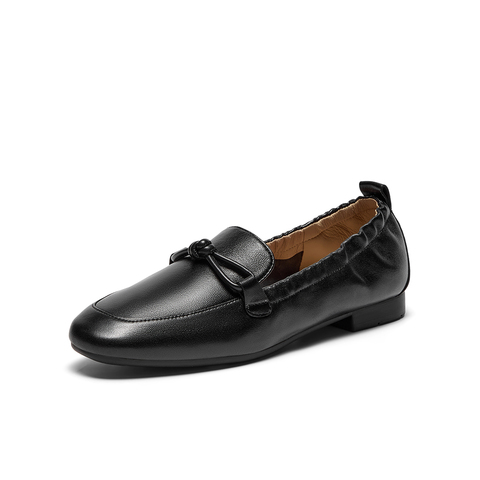 Bata乐福鞋女2025秋商场新款英伦羊皮通勤百搭软底一脚蹬AVL56CA5