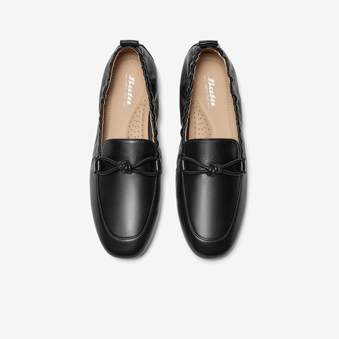 Bata乐福鞋女2025秋商场新款英伦羊皮通勤百搭软底一脚蹬AVL56CA5