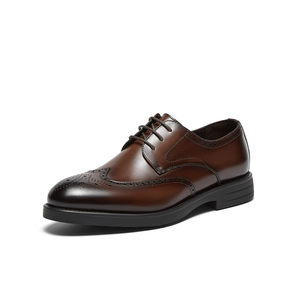 Bata商务正装鞋男2025秋商场新款英伦牛皮透气德比通勤鞋9036PCM5