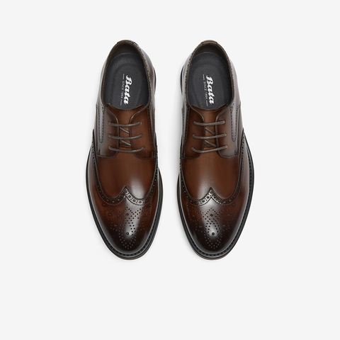 Bata商务正装鞋男2025秋商场新款英伦牛皮透气德比通勤鞋9036PCM5