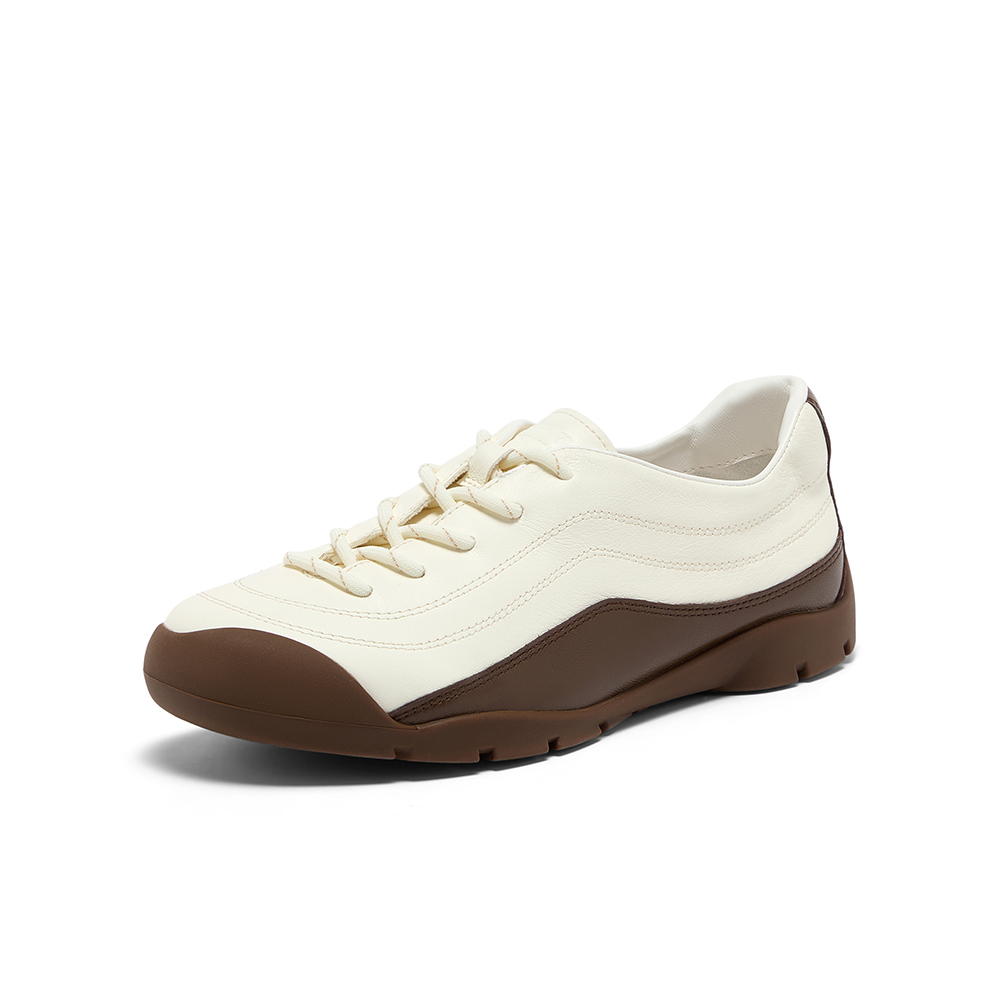 Bata休闲鞋女2025秋商场新款通勤牛羊皮德训时尚休闲鞋AWU23CM5