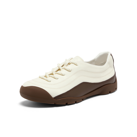 Bata休闲鞋女2025秋商场新款通勤牛羊皮德训时尚休闲鞋AWU23CM5