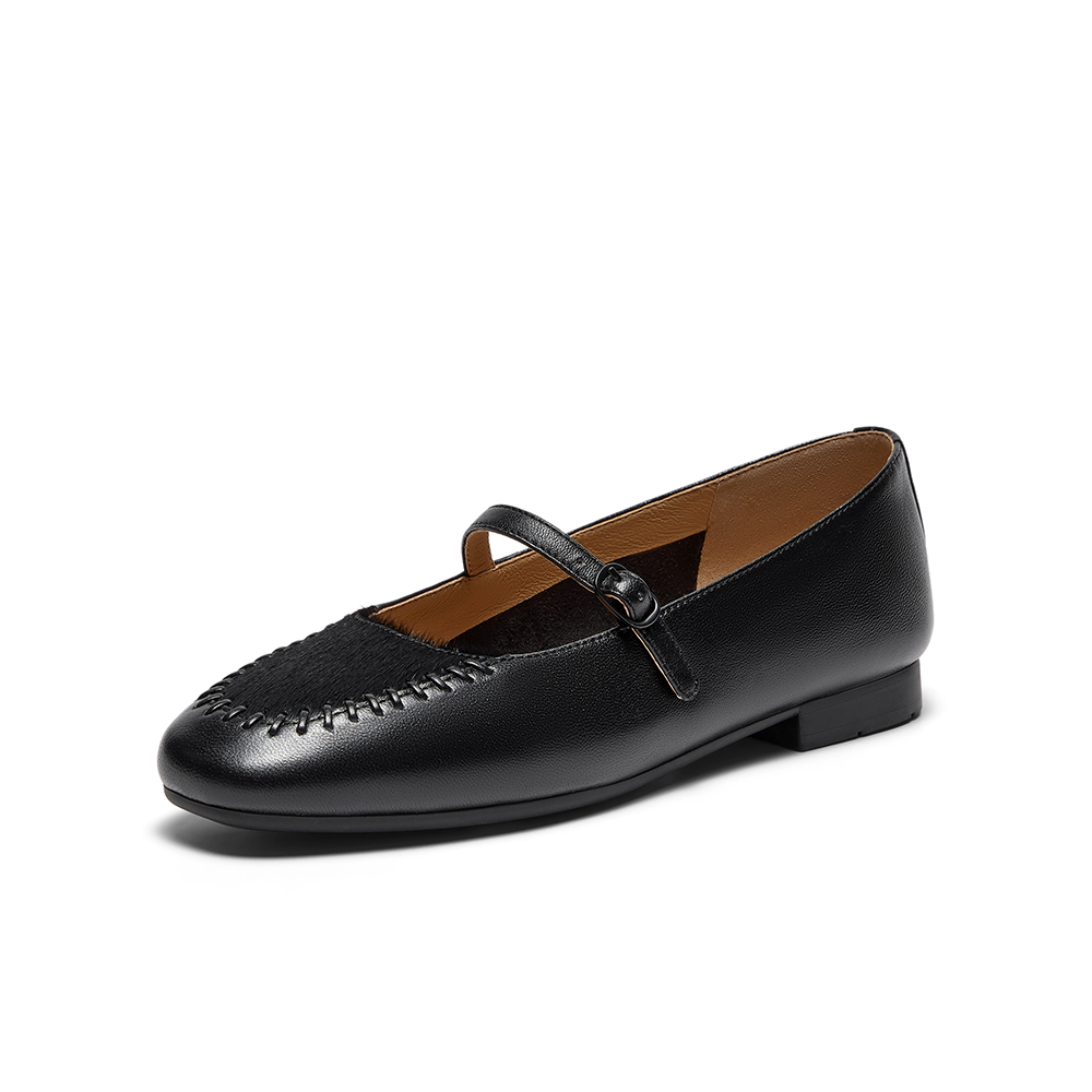 Bata玛丽珍女2025秋季商场新款羊皮法式通勤软底复古单鞋AVL66CQ5