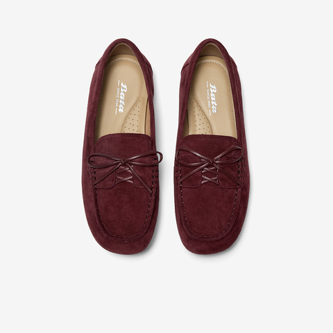 Bata乐福鞋女2025秋商场新款复古英伦风羊皮软底一脚蹬AQQ03CA5