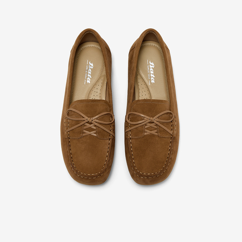 Bata乐福鞋女2025秋商场新款复古英伦风羊皮软底一脚蹬AQQ03CA5