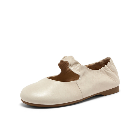 Bata玛丽珍女2025秋商场新款羊皮通勤浅口软底芭蕾舞鞋AUO24CQ5