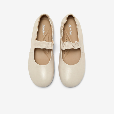 Bata玛丽珍女2025秋商场新款羊皮通勤浅口软底芭蕾舞鞋AUO24CQ5