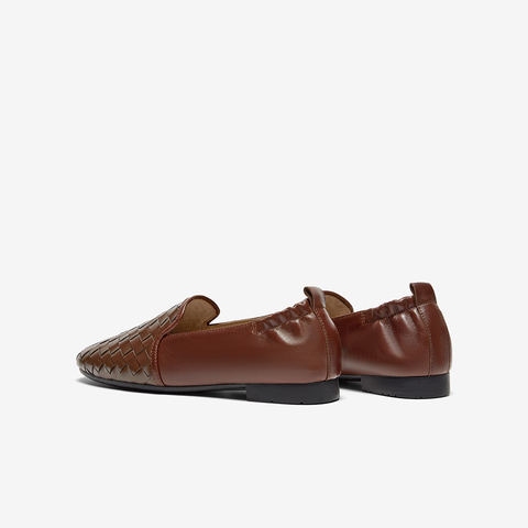 Bata乐福鞋女2025秋季商场新款编织英伦风通勤软底一脚蹬AVL33CA5