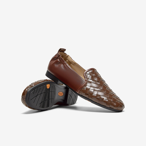 Bata乐福鞋女2025秋季商场新款编织英伦风通勤软底一脚蹬AVL33CA5