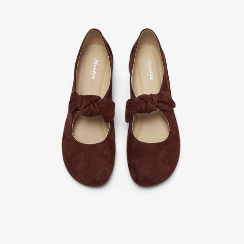 Bata玛丽珍女2025秋商场新款羊皮软底百搭浅口娃娃鞋单鞋AYB29CQ5