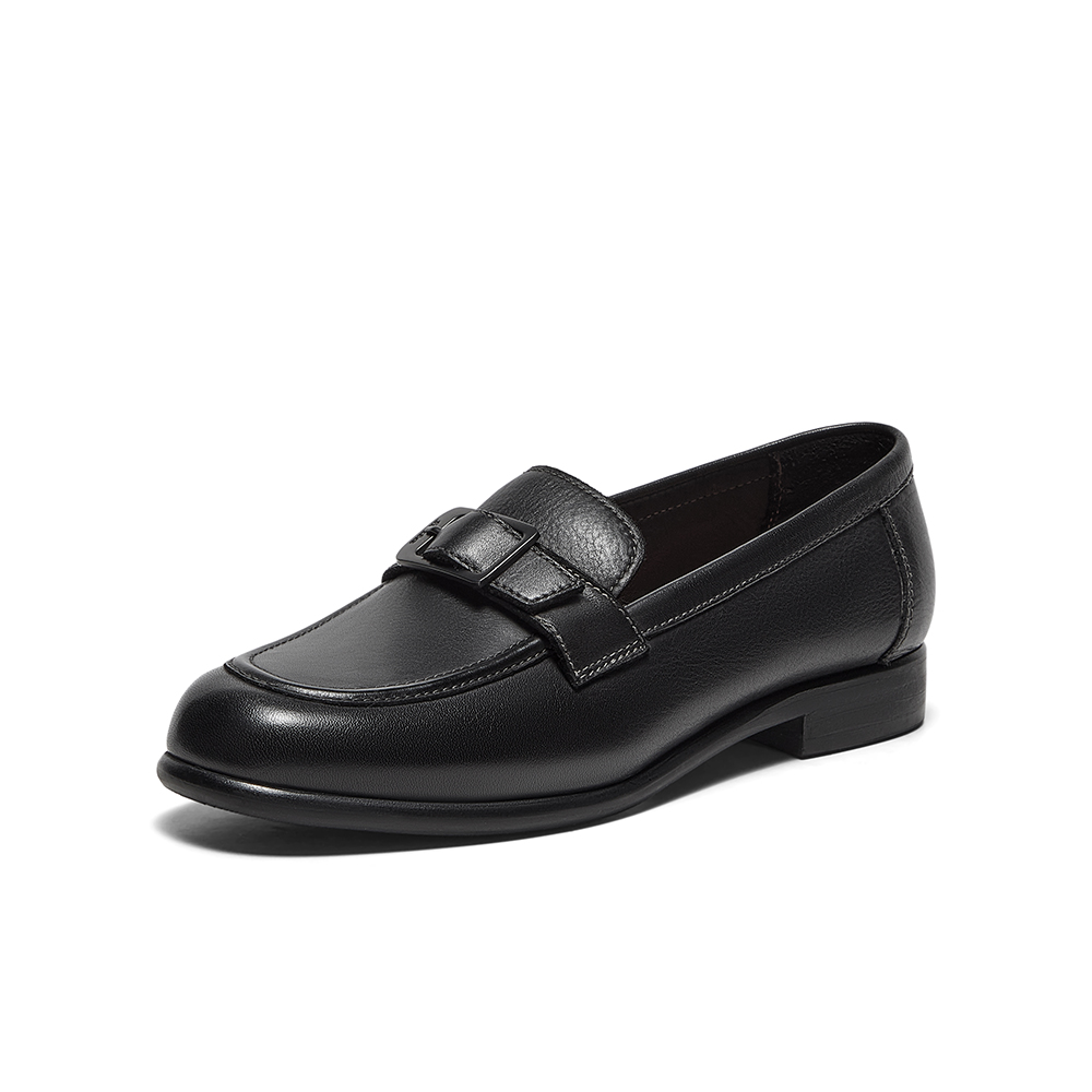 Bata乐福鞋女2025秋季新款复古英伦风牛皮通勤百搭一脚蹬AVG09CA5