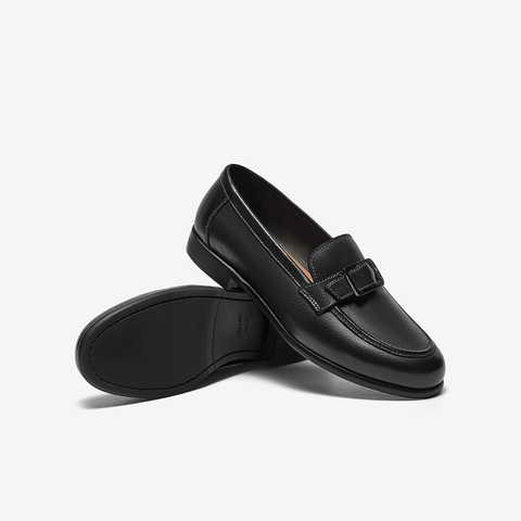 Bata乐福鞋女2025秋季新款复古英伦风牛皮通勤百搭一脚蹬AVG09CA5