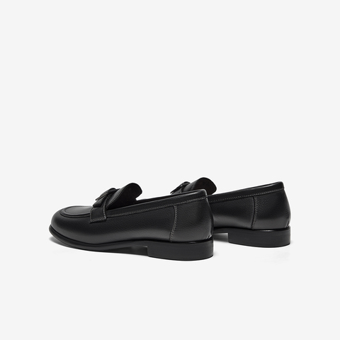 Bata乐福鞋女2025秋季新款复古英伦风牛皮通勤百搭一脚蹬AVG09CA5