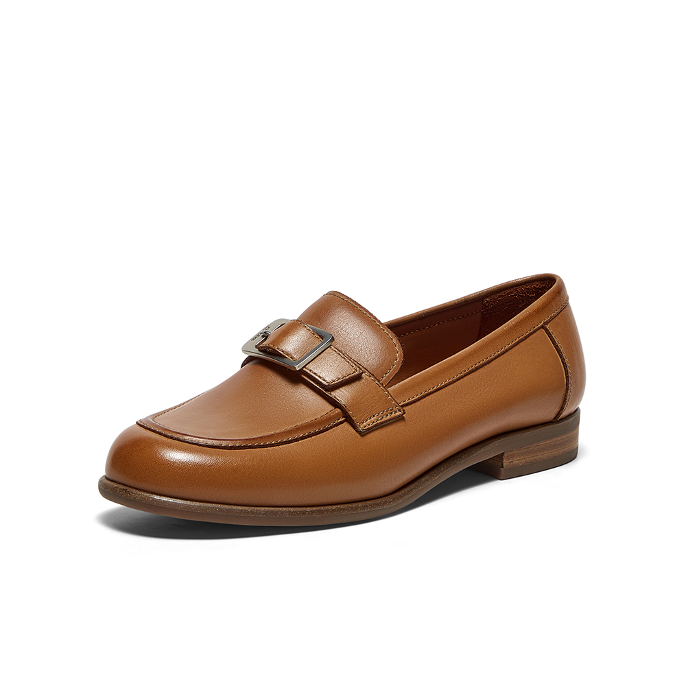 Bata乐福鞋女2025秋季新款复古英伦风牛皮通勤百搭一脚蹬AVG09CA5