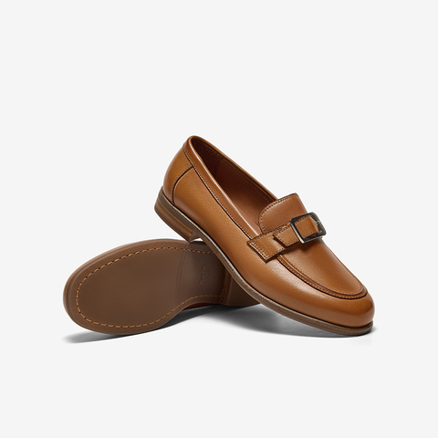 Bata乐福鞋女2025秋季新款复古英伦风牛皮通勤百搭一脚蹬AVG09CA5