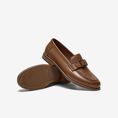 Bata乐福鞋女2025秋季新款复古英伦风牛皮通勤百搭一脚蹬AVG09CA5