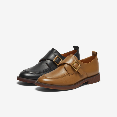 Bata乐福鞋女2025秋商场新款复古英伦牛皮通勤百搭一脚蹬ATA16CM5