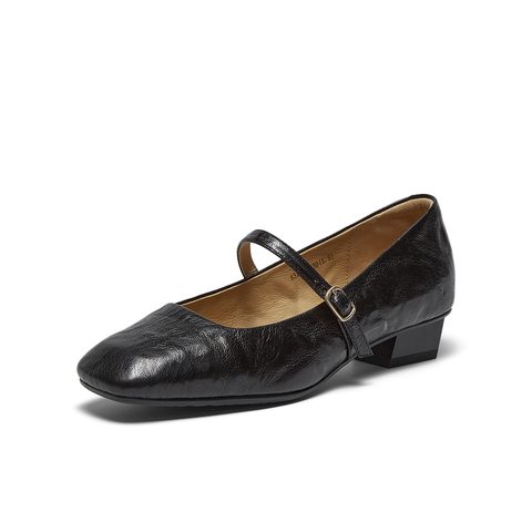 Bata玛丽珍女2025秋商场新款羊皮法式通勤百搭粗跟浅口鞋63191CQ5