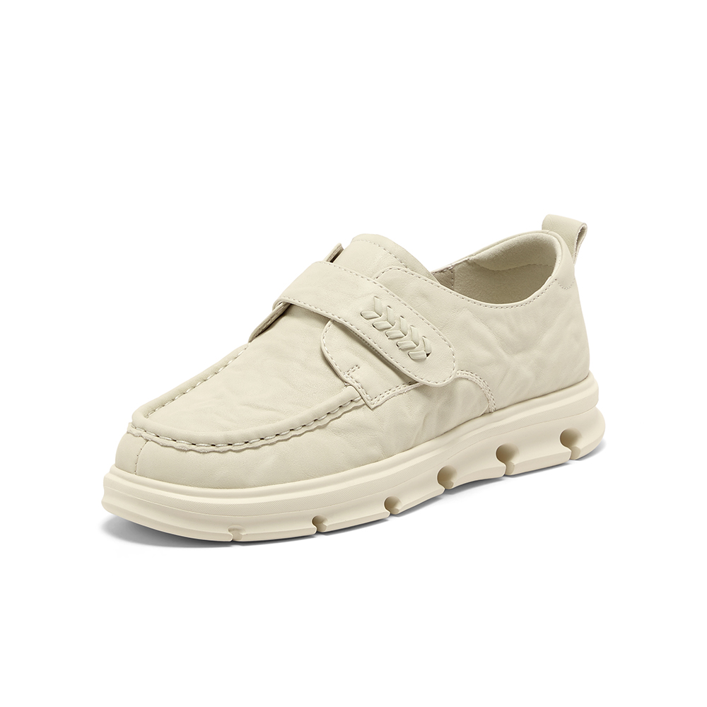 Bata乐福鞋女2025秋季商场新款牛皮纹理轻便厚底通勤单鞋20259CM5