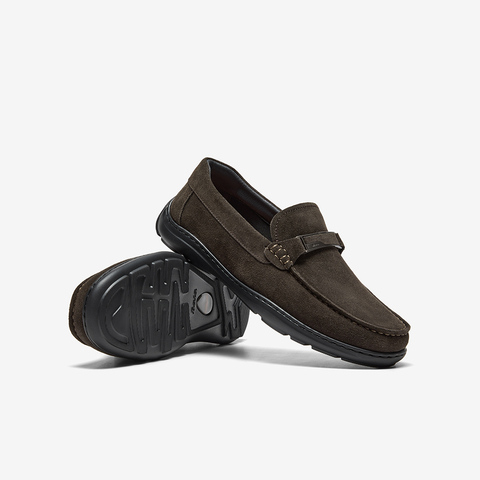 Bata乐福鞋男2025秋季商场新款英伦牛剖皮商务通勤一脚蹬30671CM5