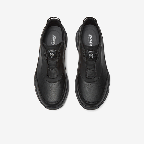 Bata休闲鞋男2025秋季商场新款厚底牛皮通勤透气运动鞋92E01CM5