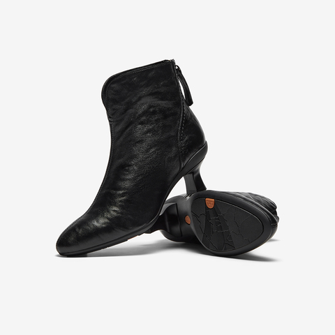 Bata时装靴女2025冬商场新款羊皮软底优雅粗跟通勤短筒靴AIR53DD5