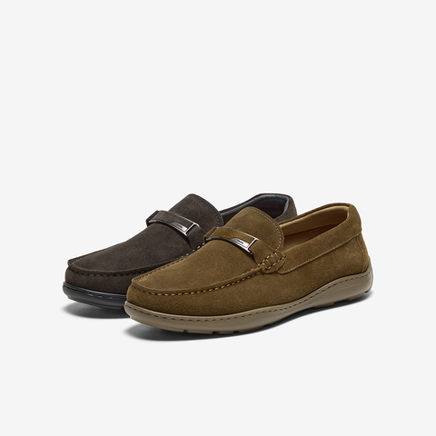 Bata乐福鞋男2025秋季商场新款英伦牛剖皮商务通勤一脚蹬30671CM5