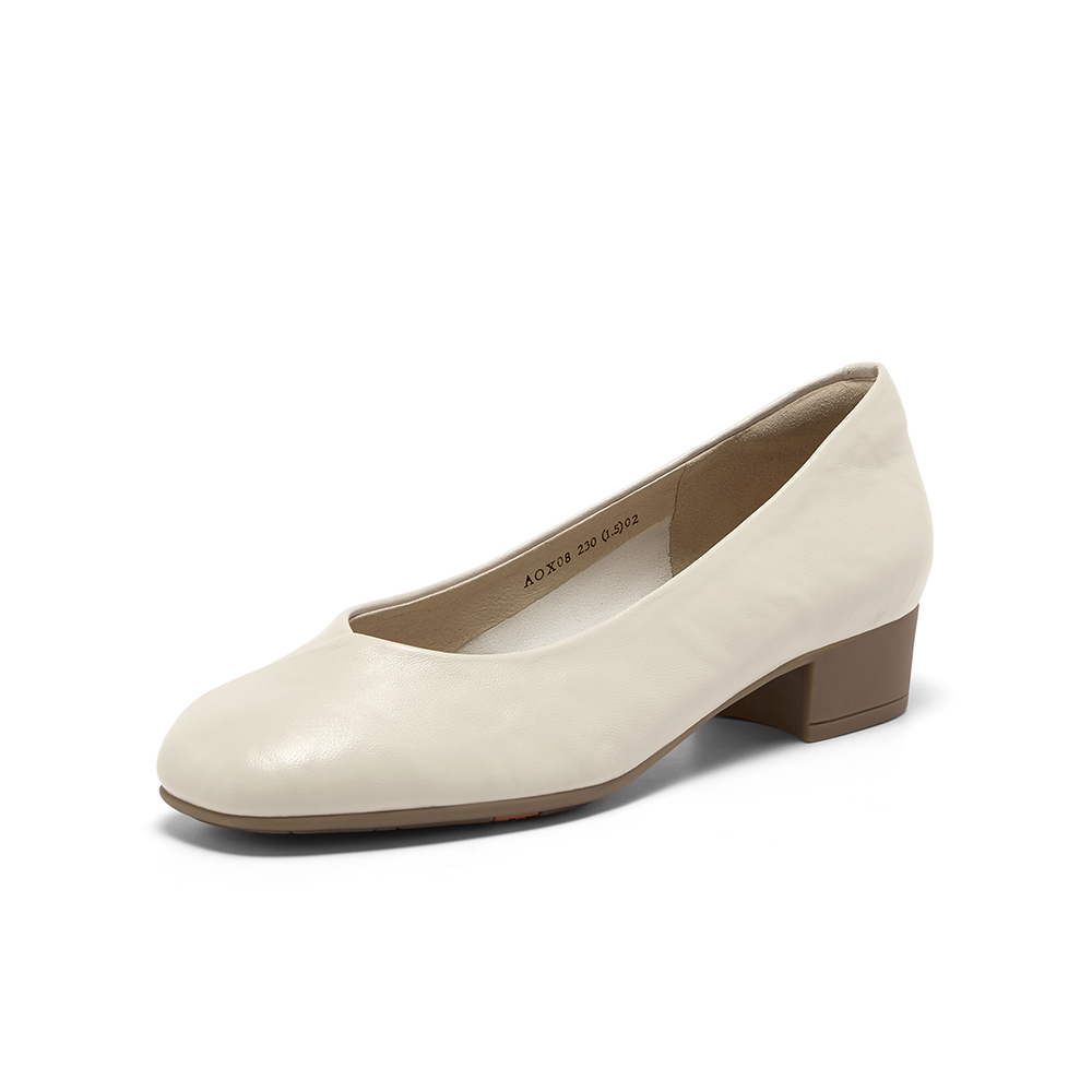 Bata浅口单鞋女2025秋季商场新款羊皮抓纹通勤软底单鞋AOX08CQ5