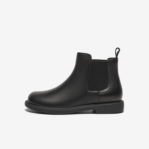 Bata切尔西靴女2025冬商场新款英伦风牛皮通勤软底短筒靴86812DD5