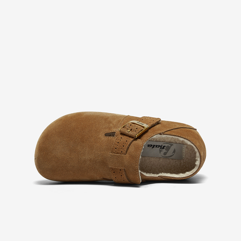 Bata勃肯鞋女2025秋商场新款英伦复古牛剖皮内增高一脚蹬31502CM5