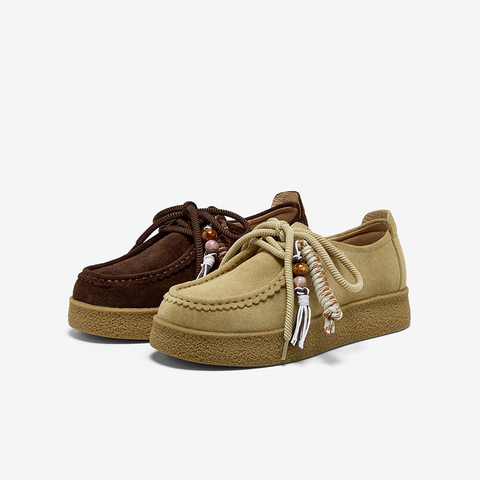 Bata休闲鞋女2025秋季商场新款牛剖皮通勤厚底百搭袋鼠鞋78838CM5