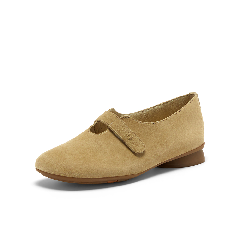 Bata深口单鞋女2025秋季商场新款百搭复古牛剖皮软底便鞋AYB13CA5