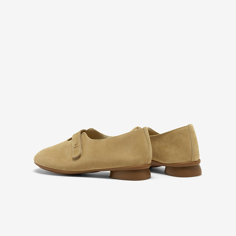 Bata深口单鞋女2025秋季商场新款百搭复古牛剖皮软底便鞋AYB13CA5