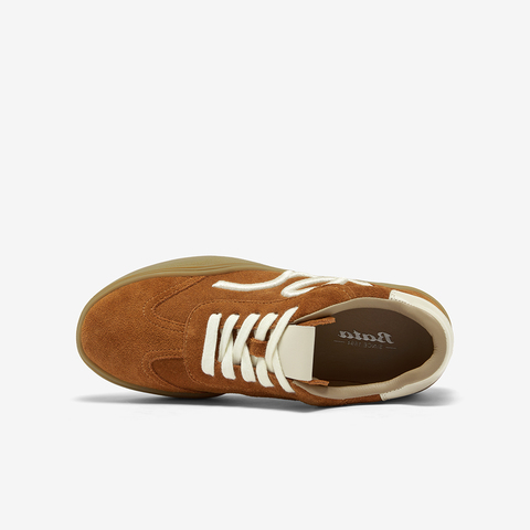 Bata休闲鞋女2025秋季新款牛剖皮通勤厚底复古德训运动鞋28881CM5