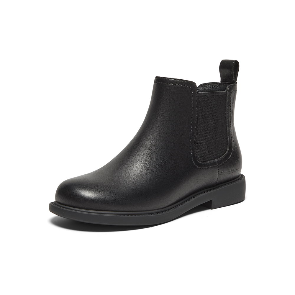 Bata切尔西靴女2025冬商场新款英伦风牛皮通勤软底短筒靴86812DD5