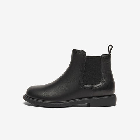 Bata切尔西靴女2025冬商场新款英伦风牛皮通勤软底短筒靴86812DD5