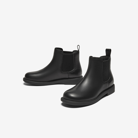 Bata切尔西靴女2025冬商场新款英伦风牛皮通勤软底短筒靴86812DD5